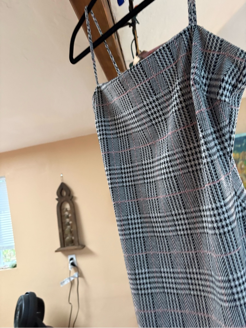 Lovey Day Plaid Mini Dress Spaghetti Strap Black White Pink Y2K